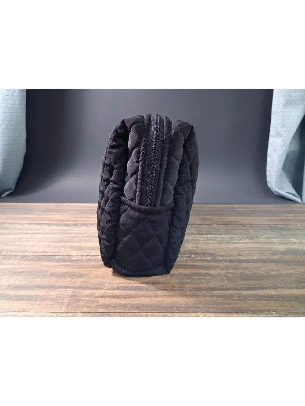 Vera Bradley Makeup Bag Black Quilted Cotton Cosmetic Pouch Travel